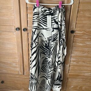 Rachel Zoe Black and Cream Zebra Print Wrap Skirt